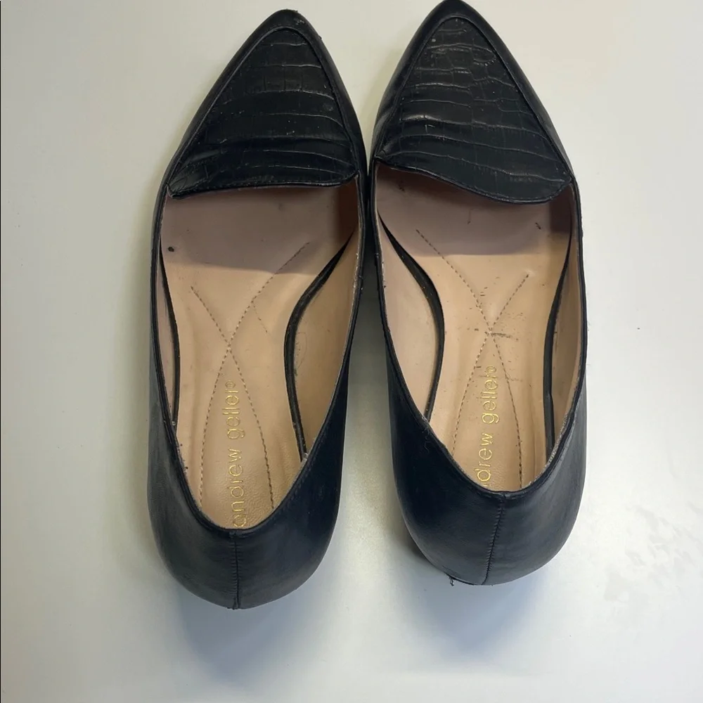 Andrew‎ Geller Black Croc-Patterned Loafers